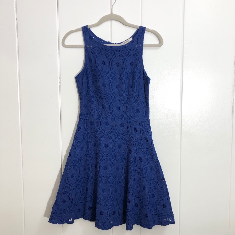 BB Dakota Blue Lace Skater Dress